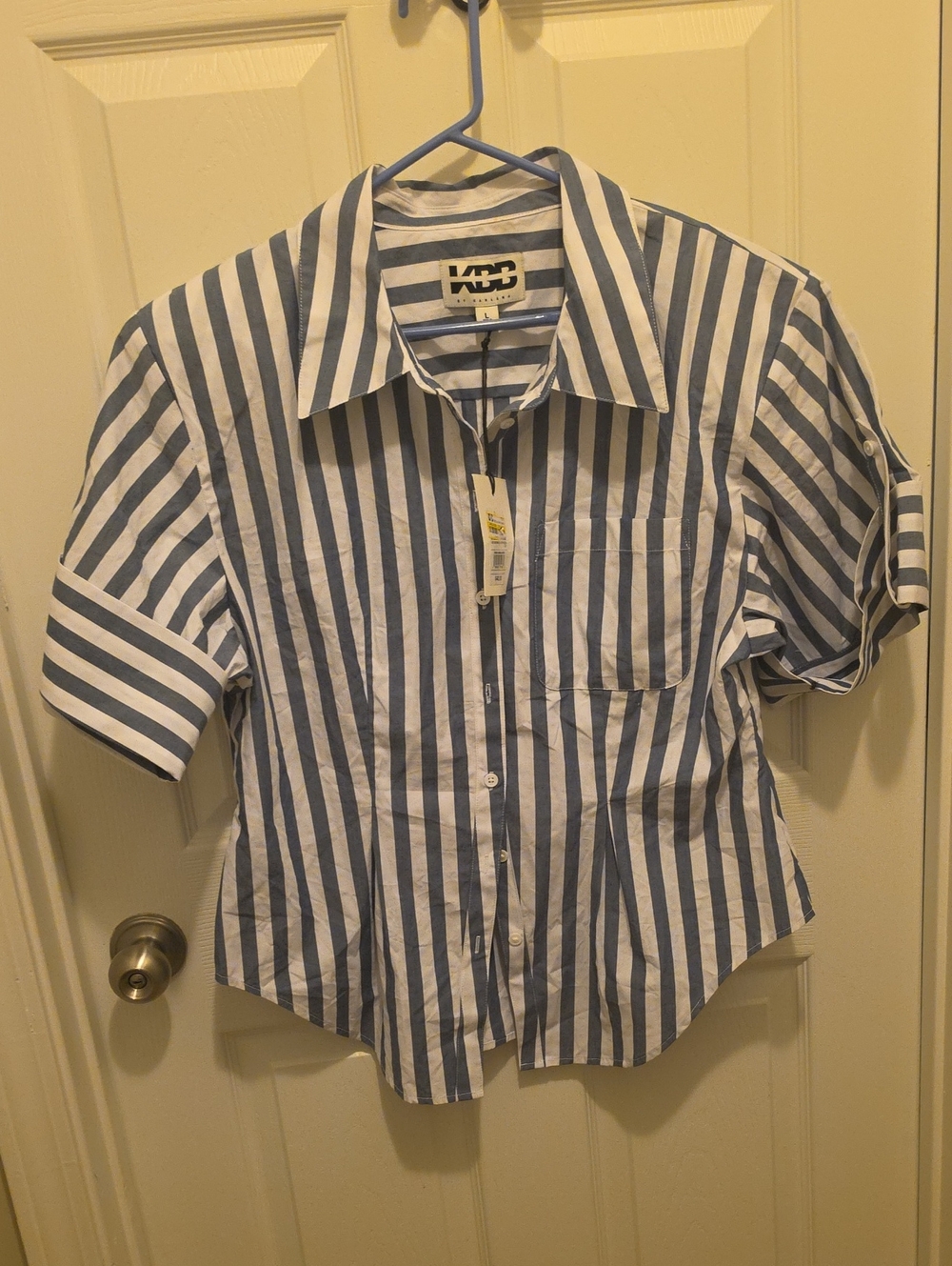 KBB Hourglass Button-Down Blue/grey and white striped Shirt
